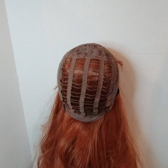 Long Copper Red Wavy Wig 28” - Vibrant Auburn Ginger Mermaid Hair with Fringe main image 4